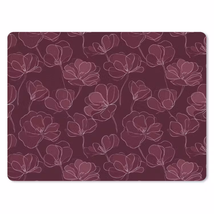 Bloemen - Patroon - Bordeauxrood muismat rubber klein 262 -3d