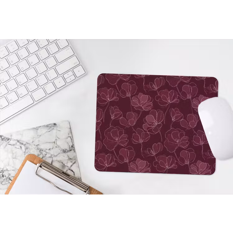 Bloemen - Patroon - Bordeauxrood muismat rubber klein 262 -witbureau