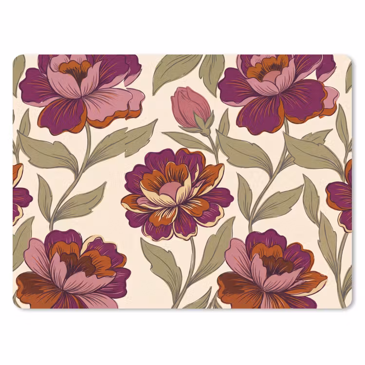 Bloemen - Patroon - Natuur - Modern - Paars muismat rubber klein -3d