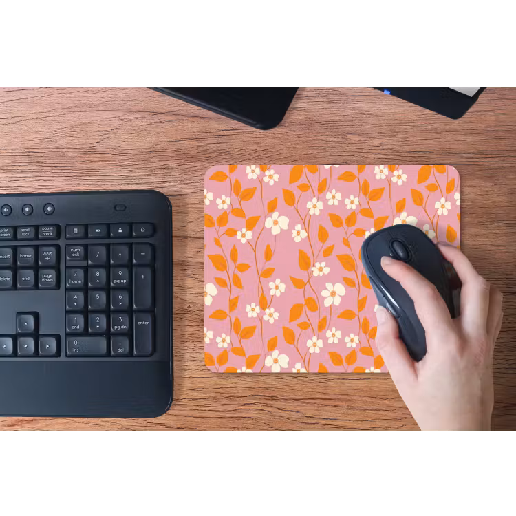 Bloemen - Patroon - Oranje muismat rubber klein 262 -toetsenbord