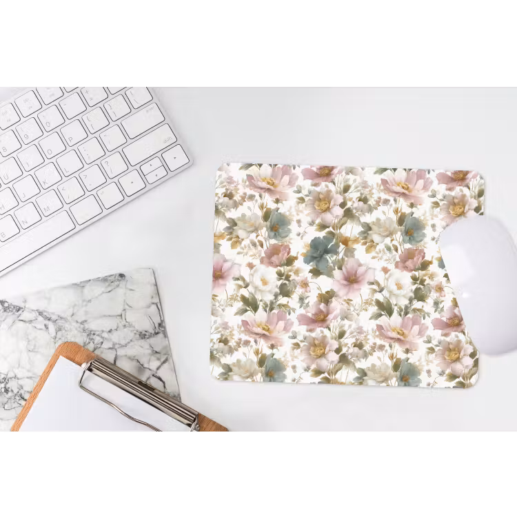 Bloemen - Patroon - Pastel muismat rubber klein 262 -witbureau