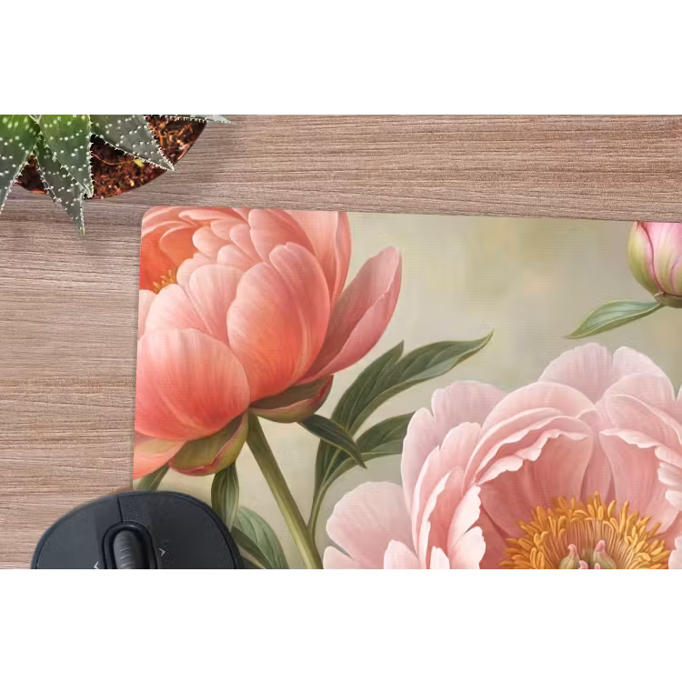 Bloemen - Roze - Klassiek - Gedetailleerd - Natuur muismat rubber klein -closeup