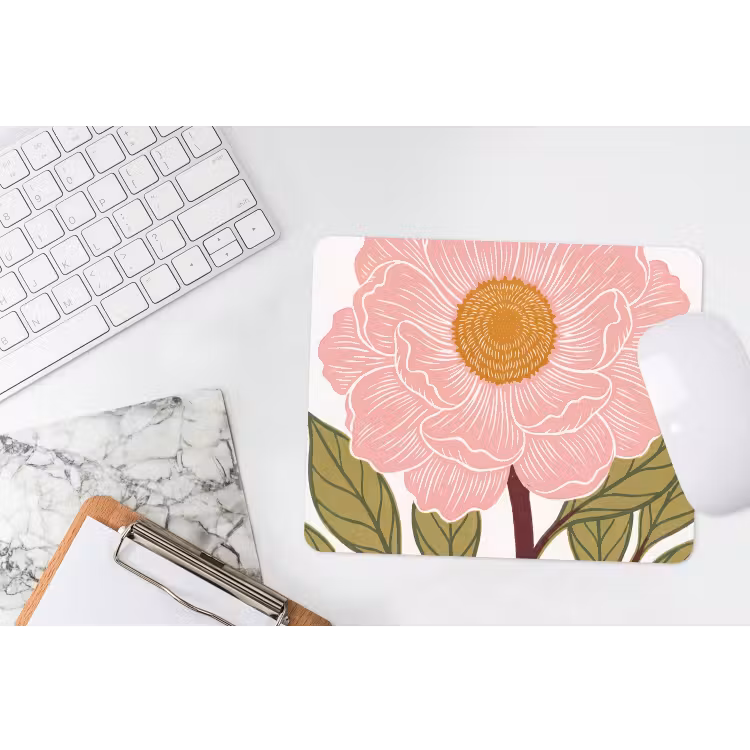Mouse Pad - Flowers - Pink - Illustration - Bloemen - Roze - Illustratie muismat rubber klein