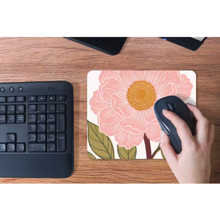 Mouse Pad - Flowers - Pink - Illustration - Bloemen - Roze - Illustratie muismat rubber klein