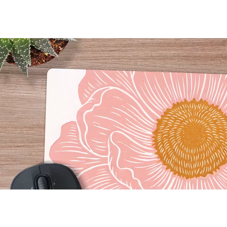 Mouse Pad - Flowers - Pink - Illustration - Bloemen - Roze - Illustratie muismat rubber klein