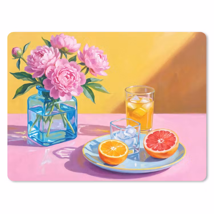 Mouse Pad - Flowers - Pink - Modern - Bloemen - Roze - Modern muismat rubber klein