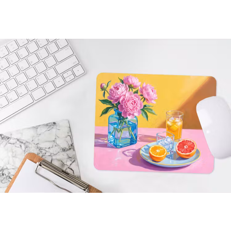 Mouse Pad - Flowers - Pink - Modern - Bloemen - Roze - Modern muismat rubber klein