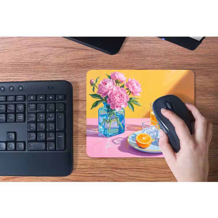 Mouse Pad - Flowers - Pink - Modern - Bloemen - Roze - Modern muismat rubber klein