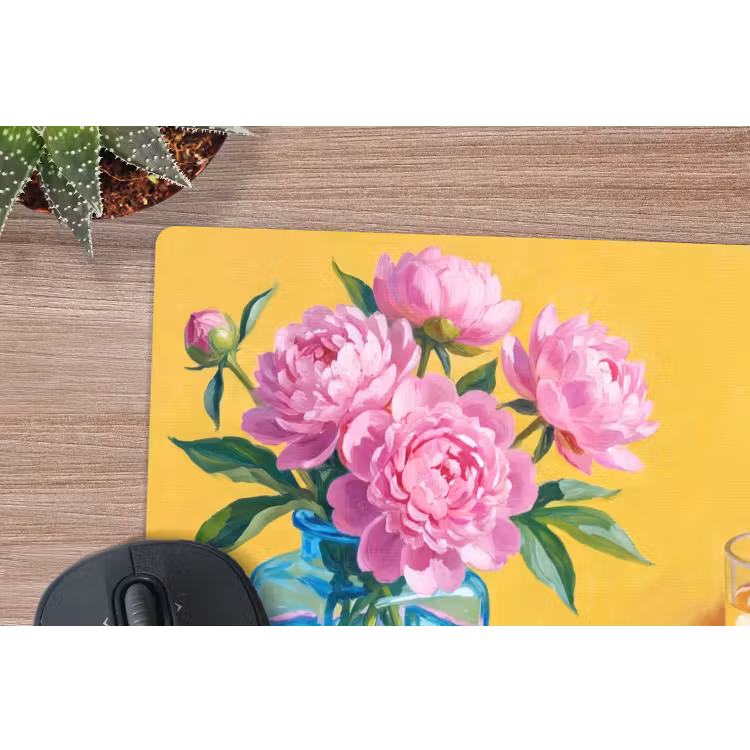 Mouse Pad - Flowers - Pink - Modern - Bloemen - Roze - Modern muismat rubber klein