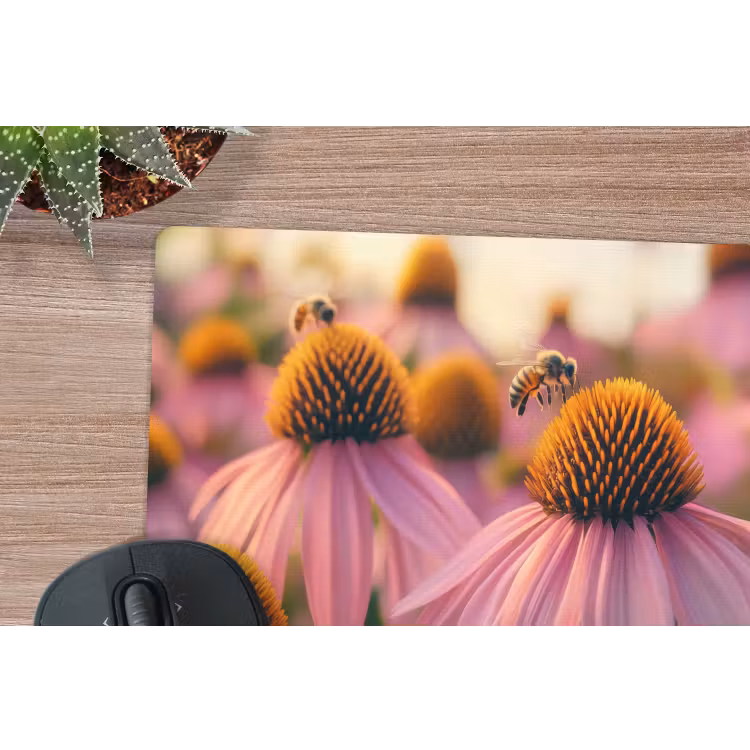 Bloemen - Paars - Bijen muismat rubber klein -closeup