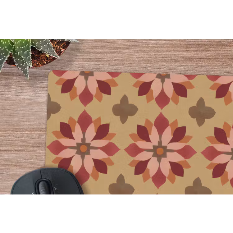 Bloemen - Retro - Groen muismat rubber klein 262 -closeup