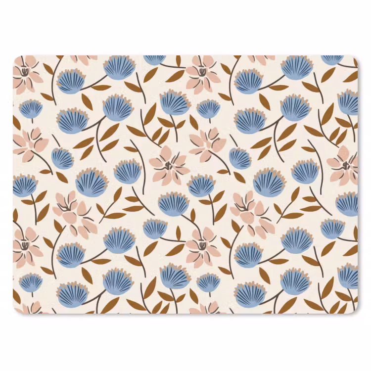 Bloemen - Wild - Blauw muismat rubber klein 262 -3d