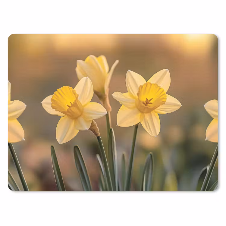Bloemen - Geel - Wazig muismat rubber klein -3d