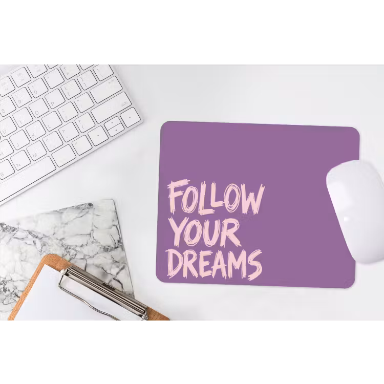 Follow your dreams - Paars - Penseeltextuur muismat rubber klein -witbureau