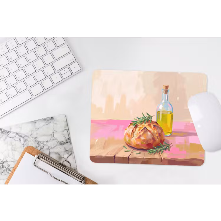 Eten - Brood - Olijfolie - Abstract - Keuken muismat rubber klein -witbureau