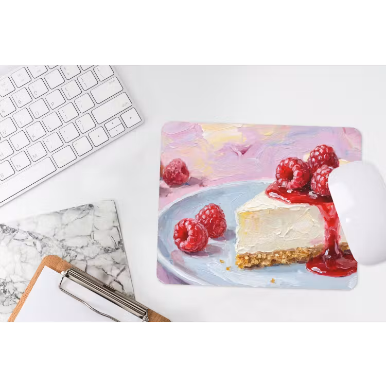 Eten - Cheesecake - Bessen - Abstract - Roze muismat rubber klein -witbureau