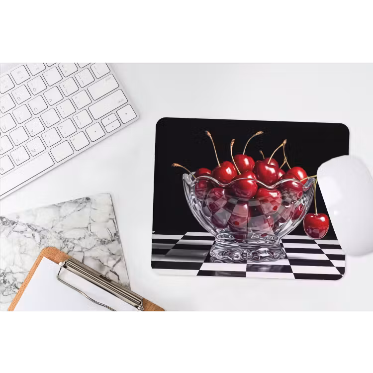 Mouse Pad - Food - Cherries - Red - Eten - Kersen - Rood muismat rubber klein