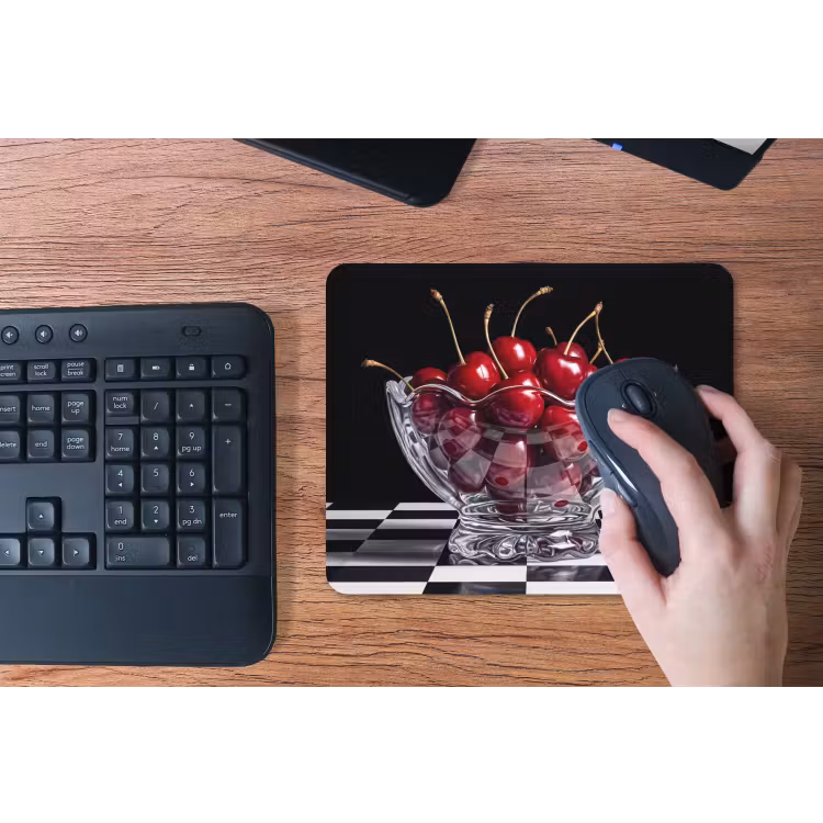 Mouse Pad - Food - Cherries - Red - Eten - Kersen - Rood muismat rubber klein