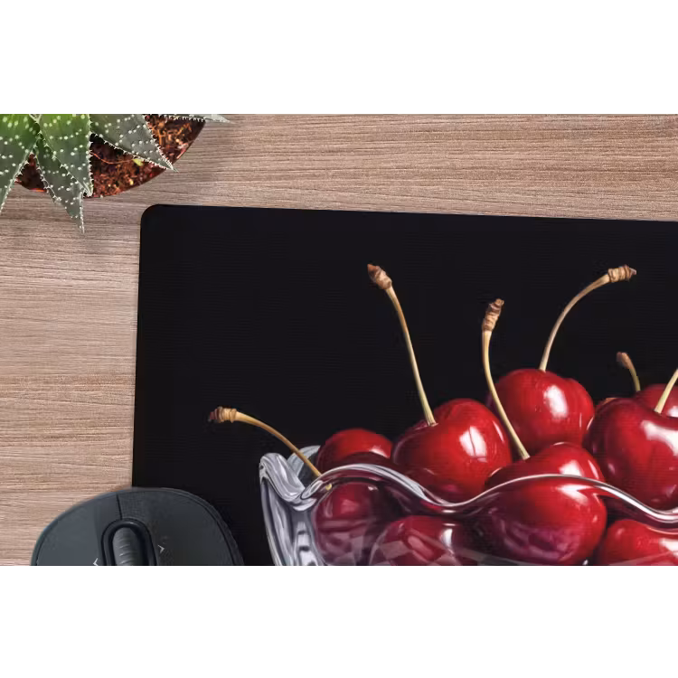 Mouse Pad - Food - Cherries - Red - Eten - Kersen - Rood muismat rubber klein