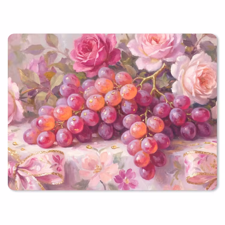 Eten - Bloemen - Stilleven - Roze - Goud muismat rubber klein -3d