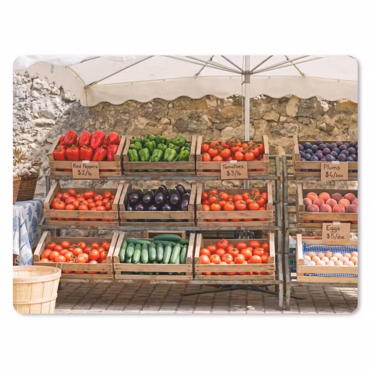 Mouse Pad - Food - Market - Fresh - Eten - Markt - Vers muismat rubber klein