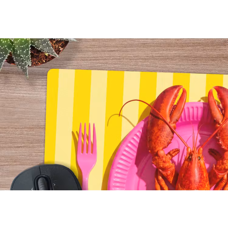 Eten - Roze - Geel - Modern - Culinaire muismat rubber klein -closeup
