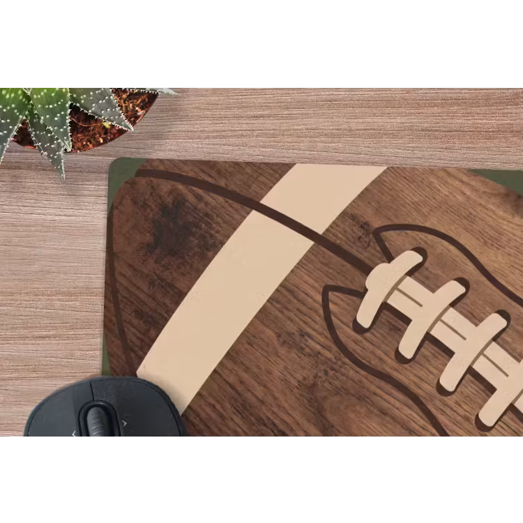 Football - Hout - Sport - Groen muismat rubber klein -closeup