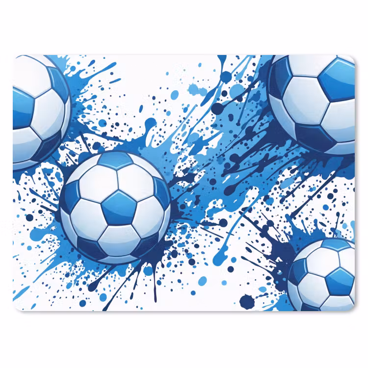 Voetballen - Verf - Sport - Blauw muismat rubber klein -3d
