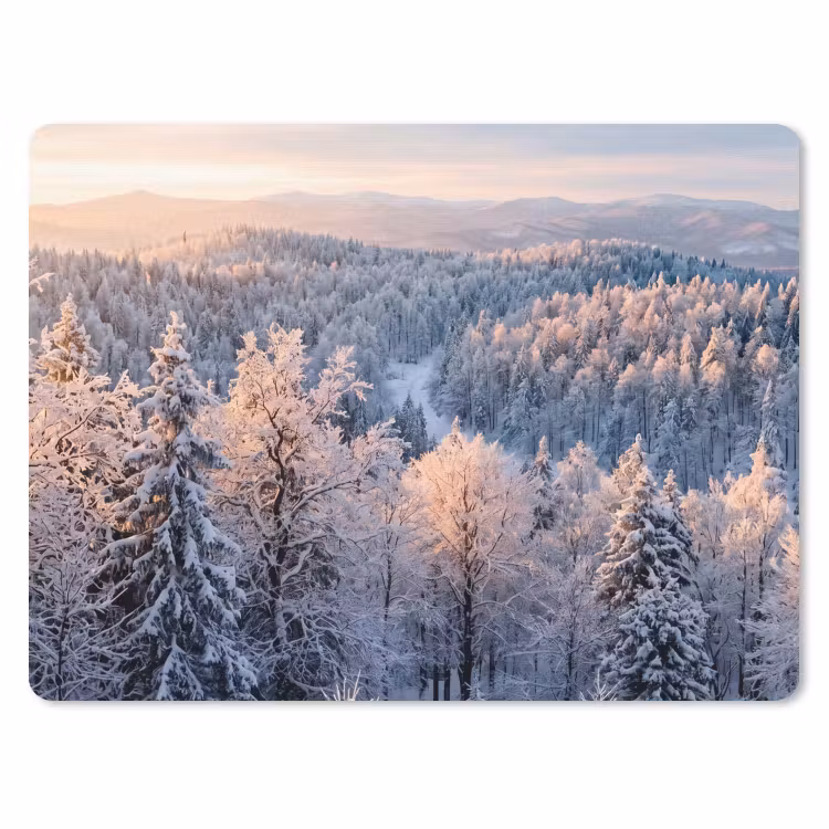 Bos - Bergen - Goud - Winter - Warm muismat rubber klein -3d