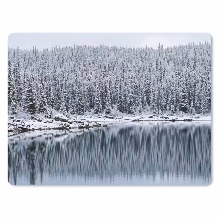 Bos - Reflectie - Meer - Winter - Serene muismat rubber klein -3d