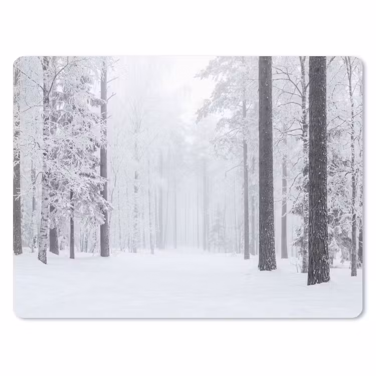 Bos - Sneeuw - Pad - Winter - Stilte muismat rubber klein -3d