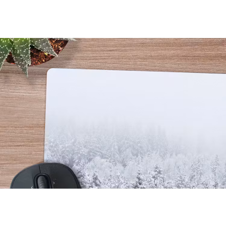 Bos - Sneeuw - Winter - Natuur - Wit muismat rubber klein -closeup