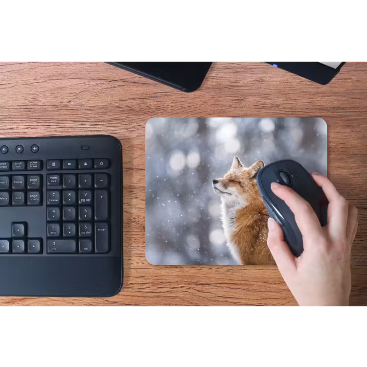 Vos - Sneeuwval - Portret - Winter - Sfeervol muismat rubber klein -toetsenbord