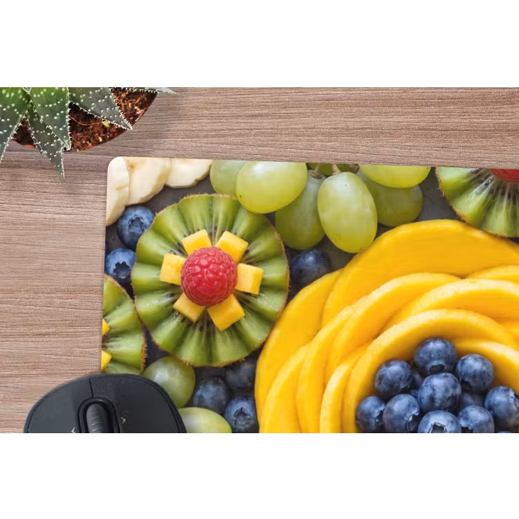 Fruit - Arrangement - Gezond - Kleurrijk - Eten muismat rubber klein -closeup