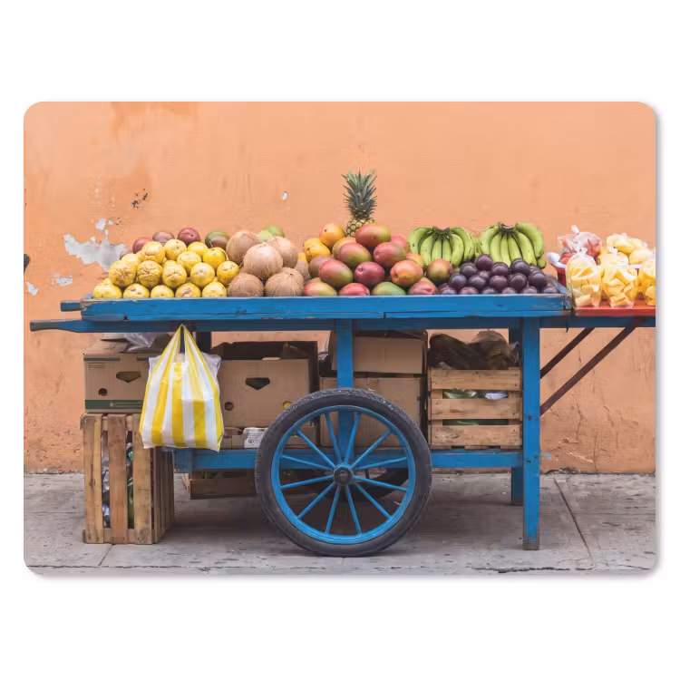 Mouse Pad - Fruit - Cart - Street - Fruit - Kar - Straat muismat rubber klein