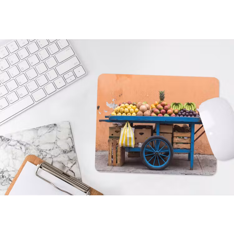 Mouse Pad - Fruit - Cart - Street - Fruit - Kar - Straat muismat rubber klein