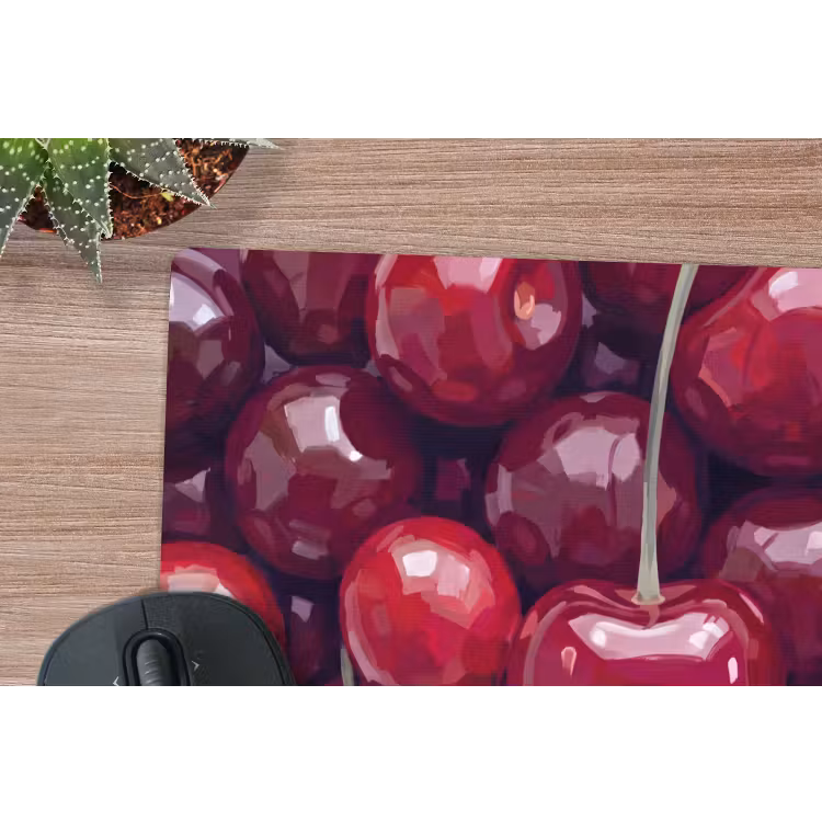 Fruit - Kersen - Eten - Modern - Rood muismat rubber klein -closeup