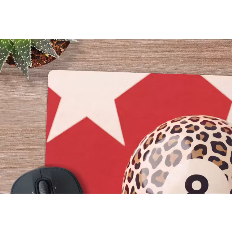 Spel - Dierenprint - Nummer 8 - Modern - Rood muismat rubber klein -closeup