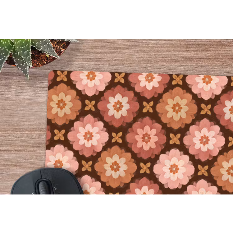 Geometrisch - Bloemen - Kleurrijk muismat rubber klein 262 -closeup