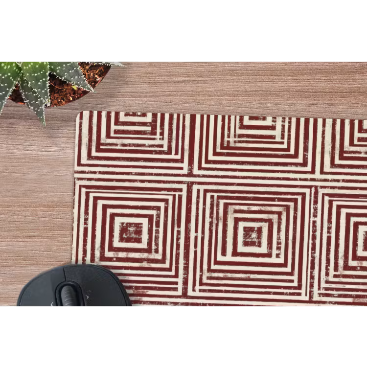 Geometrisch - Patroon - Rood muismat rubber klein 262 -closeup