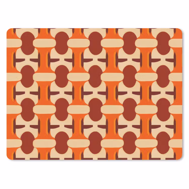 Geometrisch - Retro - Oranje muismat rubber klein 262 -3d
