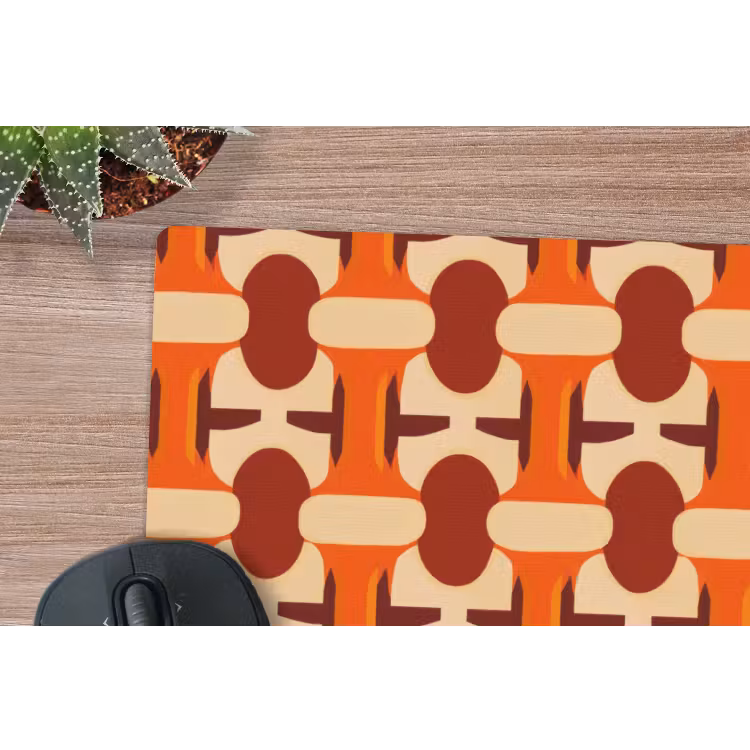 Geometrisch - Retro - Oranje muismat rubber klein 262 -closeup