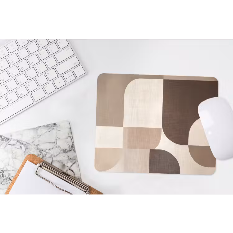 Geometrisch - Geweven structuur - Modern muismat rubber klein -witbureau