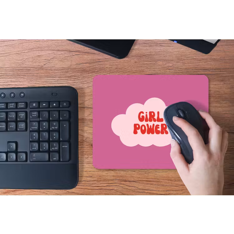Girl power - Wolk - Roze muismat rubber klein -toetsenbord