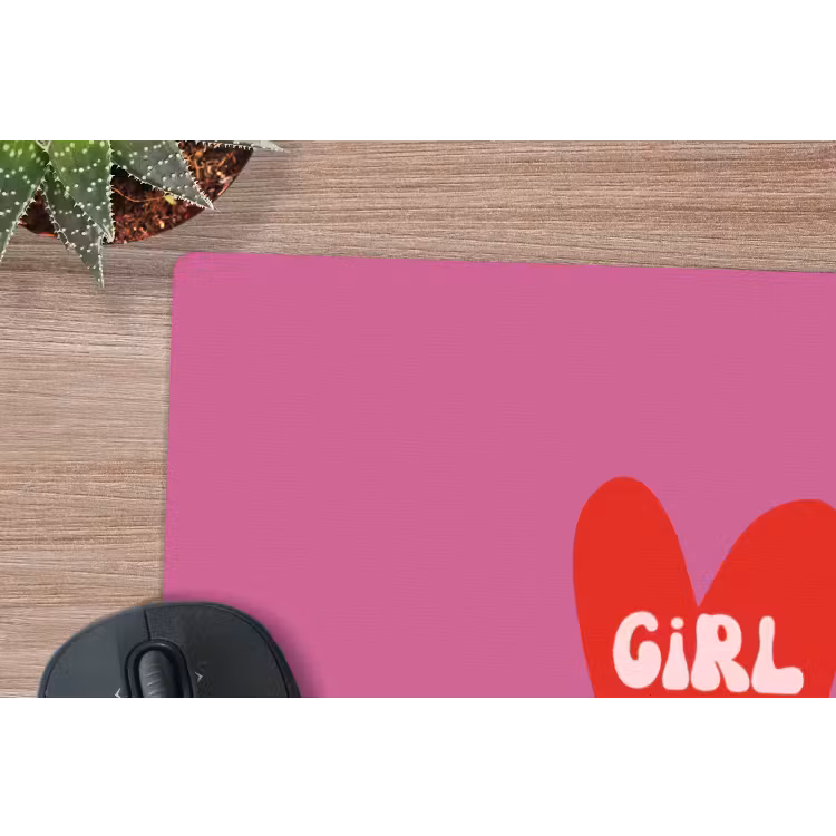 Girl power - Hart - Roze - Rood muismat rubber klein -closeup
