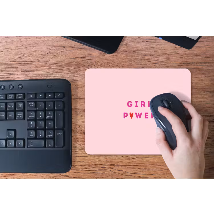 Girl power - Roze - Hartje muismat rubber klein -toetsenbord