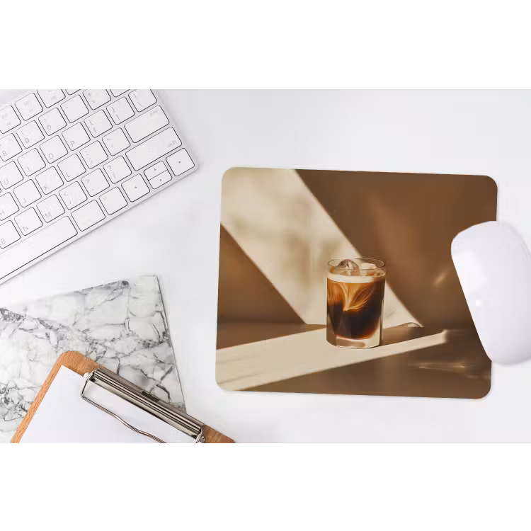 Glas - Ijskoffie - Schaduw - Bruin muismat rubber klein -witbureau