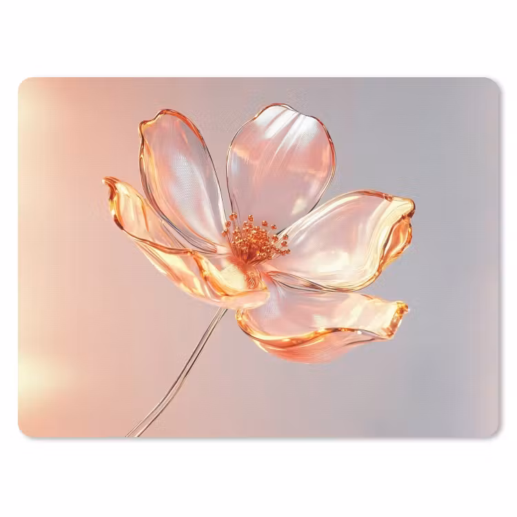 Glazen - Bloem - Roze muismat rubber klein -3d