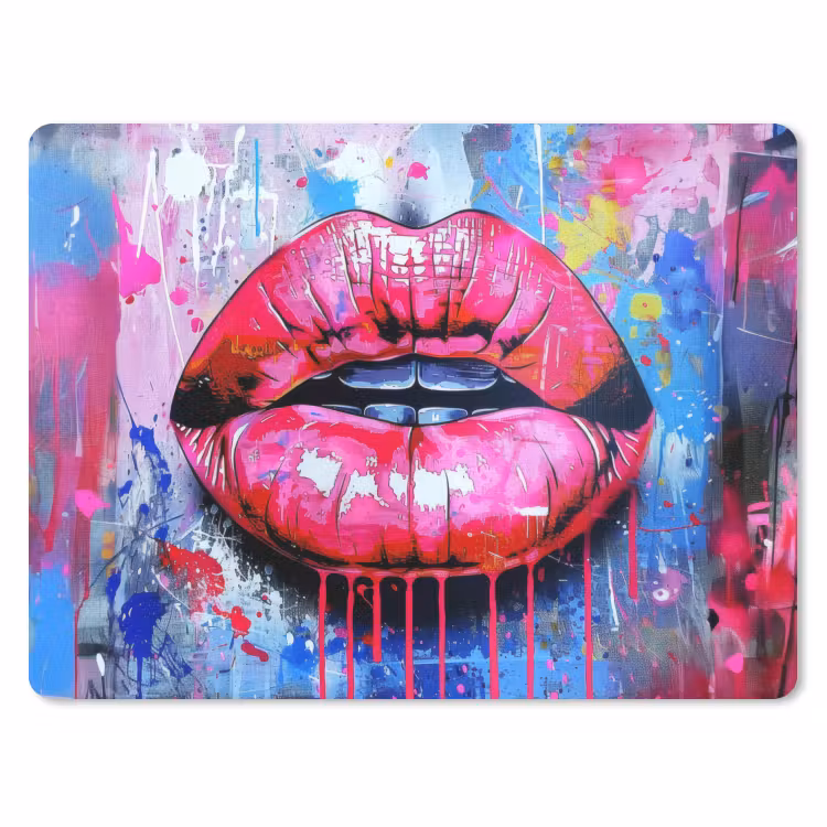 Graffiti - Lippen - Felroze - Geschilderd muismat rubber klein -3d