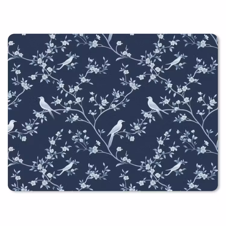 Grafisch - Bloesemtak - Blauw muismat rubber klein 262 -3d